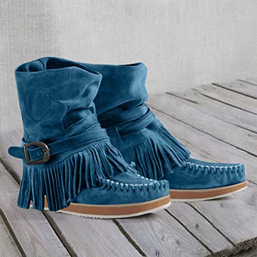 Bottes de cowboy compensées mi-mollet larges et confortables - 6