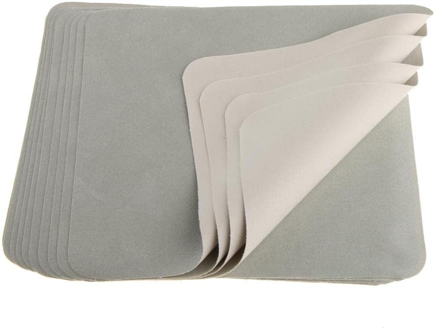 10 Pieces Microfiber Cleaning Cloth for Eyeglasses Phone Screen Camera Lens, Soft Glasses Cleaner Wipe Pads Gray Beige 6.8x5.6 inch