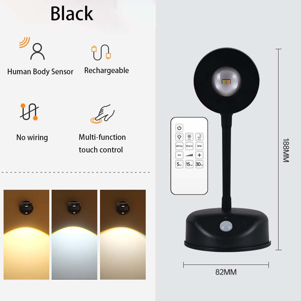 Applique a LED, Lampada per Quadri Senza Fili con rilevatore di Movimento, Batteria a LED dimmerabile, Girevole a 360°, 3 Temperature di Colore, Telecomando con Timer, Luce notturn
