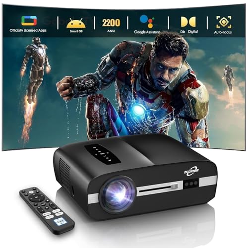 Image of 2200 ANSI Smart Projector 4K HDR, LED Daylight Projectors with Licensed Apps, Wifi6 Bluetooth DB Audio TOF Auto Focus HDMI ARC Home Theater for Indoor Room & Outdoor Gaming