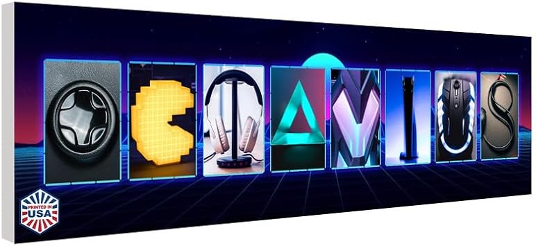 Basic Fundamentals Personalized Name Art Print for Gamers, Custom Gaming Wall Art, Unique Gamer Room Wall Decor, 8"x30" Photoboard 8 Letters