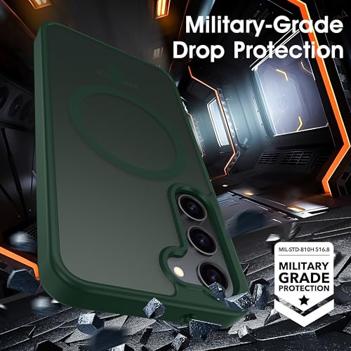 Image of Oterkin Magnetic Samsung Galaxy S26 Case, Dark Green | Matte, Compatible with MagSafe, Frosted Translucent, Shockproof Anti-Scratch Slim Fit, Military Grade Protection