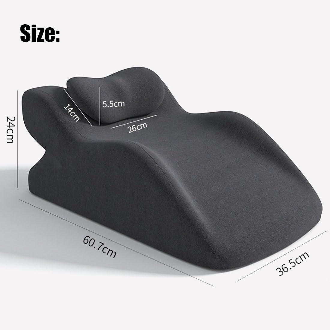 Genérico Almohada ErgonóMica En CuñA, CojíN Lumbar De Espuma ViscoeláStica, Almohada Multifuncional para Parejas, Soporte Lumbar ErgonóMico para La Columna Vertebral (Negro)