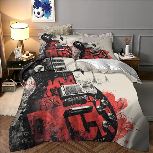 Parure de lit rock guitare 3D microfbre housse de couette 140x200