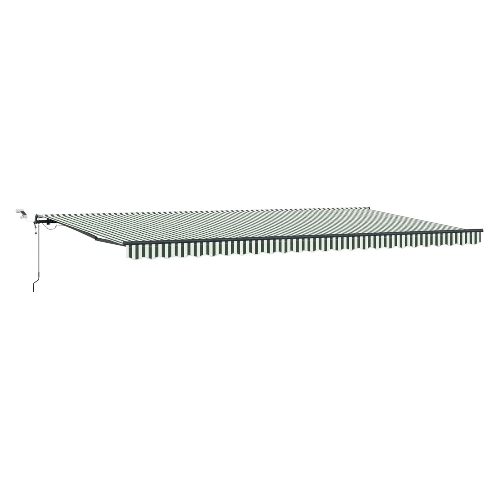 Elektrische Kassettenmarkise 600 x 300 cm mit LED,Gelenkarmmarkise Markise, Automatisch Gelenkarmmarkise Terrassenmarkise Grün und Weiß