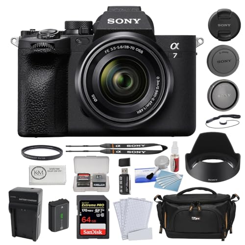 Sony Alpha a7 IV Mirrorless Camera |28-70mm Lens Bundle with 64GB Memory Card + 55mm Filter + Cap Keeper + Case + Cleaning Kit + SD Card Case + SD Reader + Cloth + Charger (11 Items)