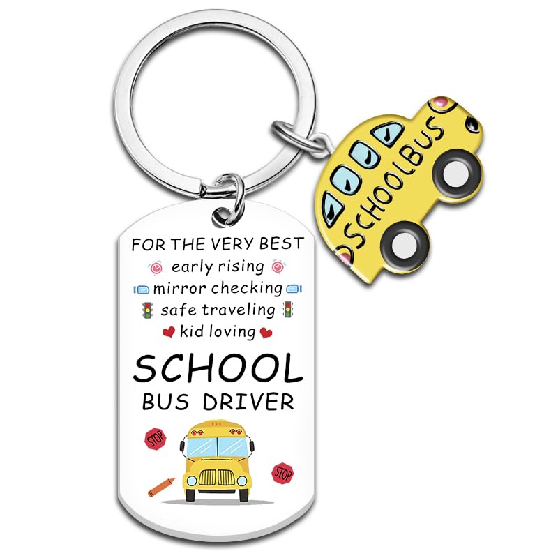 Bus Driver Appreciation Gifts School Bus Driver Gifts for Women Men School Bus Keychain Valentine's Day Birthday Gifts for Custodian Bus Drivers Retirement Christmas Gift