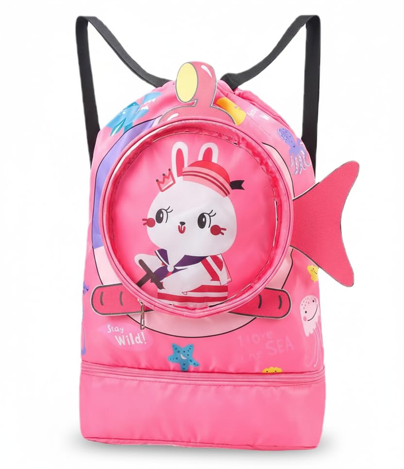 Swimming Bag for Kids – Large Capacity Drawstring Backpack with Cartoon Print, Wet & Dry Separation Sports Bag for Boys & Girls, Beach & Swim Bag for Clothes, Goggles & Shoes-image-10