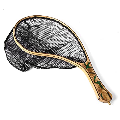 雅木鐸 木製 クランク & ストレート ハンドル フライ フィッシングネット 渓流 トラウト ランディングネット 3.5kgネオジウム磁石 (クランクハンドル) 3枚目