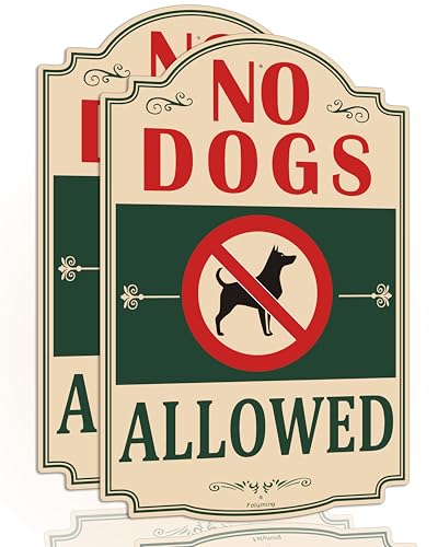 2 Pack No Dogs Allowed Sign No Pets No Animals Signs Curb Your Dog 12x8 Inches Aluminum Metal Reflective Sturdy Rust Aluminum Waterproof Easy to Install
