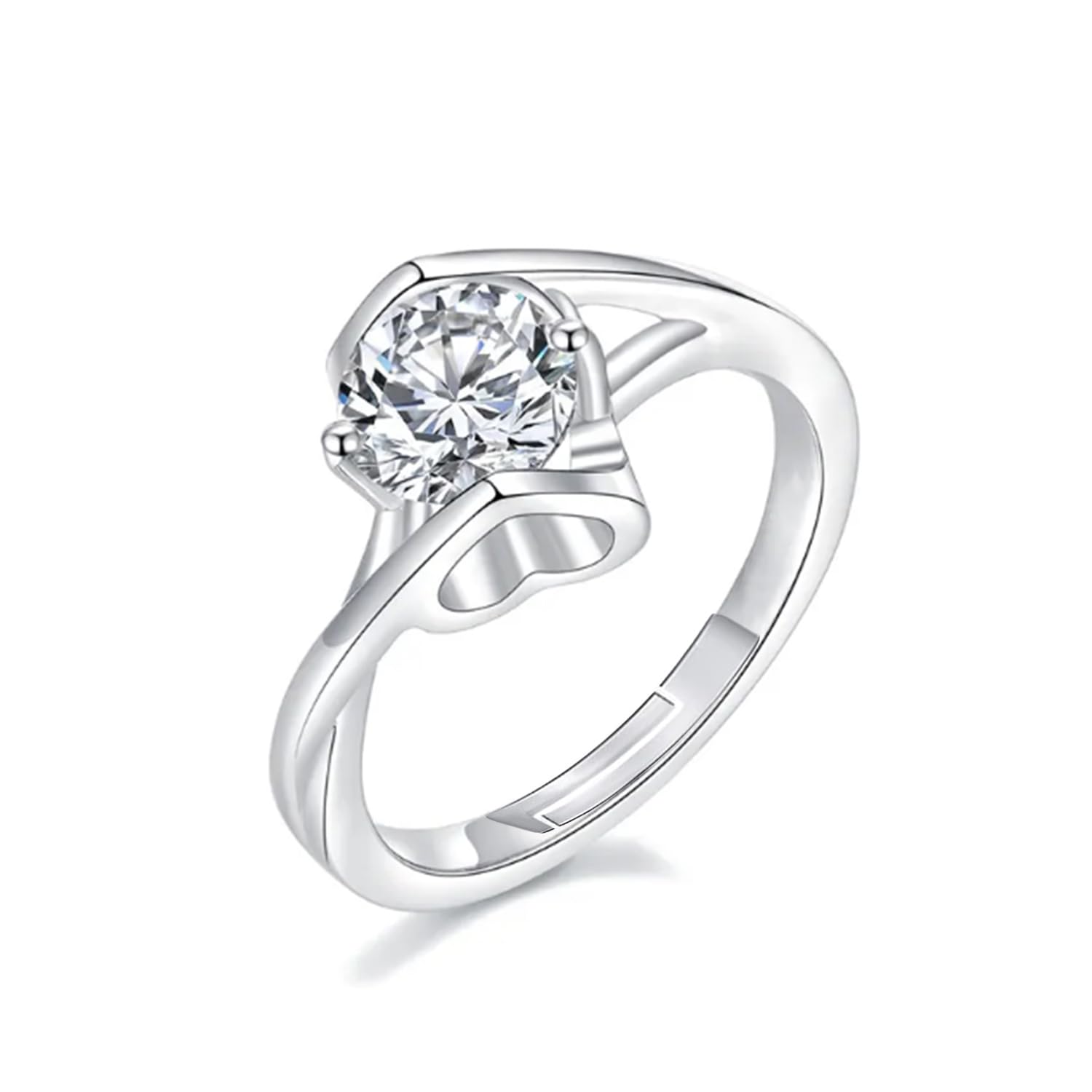 Okos Women Fashion Jewellery Rhodium Plated Delicate Trendy Solitaire Style Adjustable Proposal Heart Finger Ring with Cz Stone For Girls and Women FR1000971RHD (B0CR17KJ2V) Amazon Price History, Amazon Price Tracker
