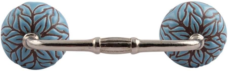 Indian Shelf 4 Pack Ceramic Drawer Handles for Cabinets and Drawers Turquoise Dresser Pulls for Door Silver Hardware 8" Hole to Hole -BH-217-CK-1389