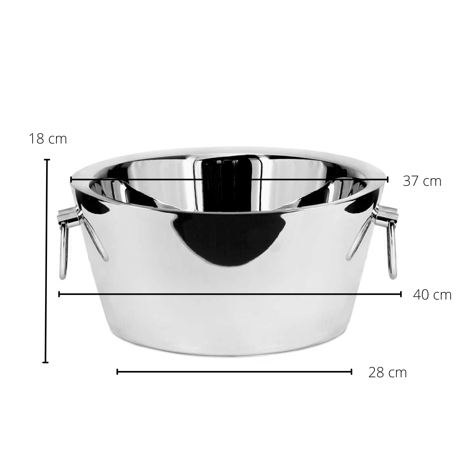 EDZARD Secchiello per champagne Michigan (Ø 53 cm, H 24 cm, XXL), acciaio inox a doppia parete, con manici, per 12 bottiglie – secchiello per spumante grande, secchiello per bottiglie