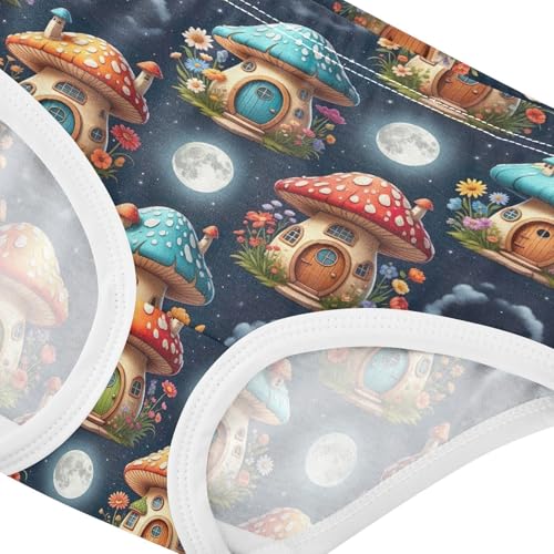 Joisal Cotton Toddler Girls Underwear Cute Mushroom House Moon Little Girl Panties Fancy Briefs Kids Undies 2t4
