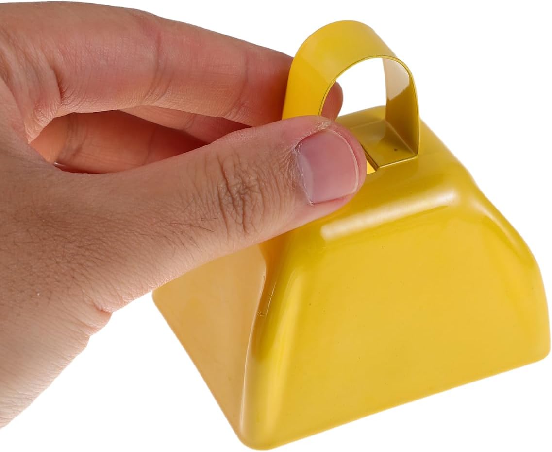 Metal Cowbells with Handle Loud Noise Maker Bells for Sports Cheering Baseball Football Games and Holiday Party Celebrations Portable Handheld Cow Bell Set