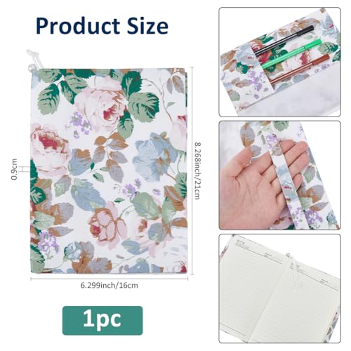 SUPERFINDINGS Cloth Book Cover Protector A5 White Rectangle Scrapbook Cover with Flower Pattern for Hardcover - Image 2