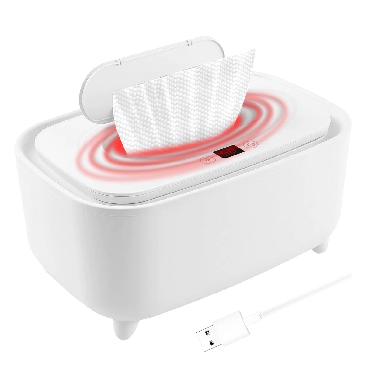 SNOWIE SOFT® Baby Wipes Warmer Machine USB Plug and Go Electric Warmer Fast Heating & Portable Dual-Purpose Dispenser Soothing Diaper Changes Compact Design for On-The-Go Parents