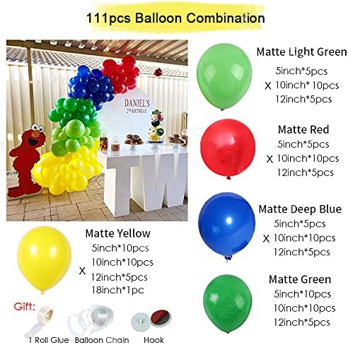 Miniatura 2 de Since Guirnalda de globos de Aven de color verde y azul, 111 piezas, accesorios de arco de globos amarillos, globos rojos para boda, baby shower,