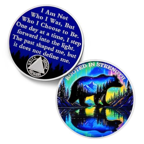 Aurora Polar Bear Sobriety Coin - Rooted in Strength Mountain