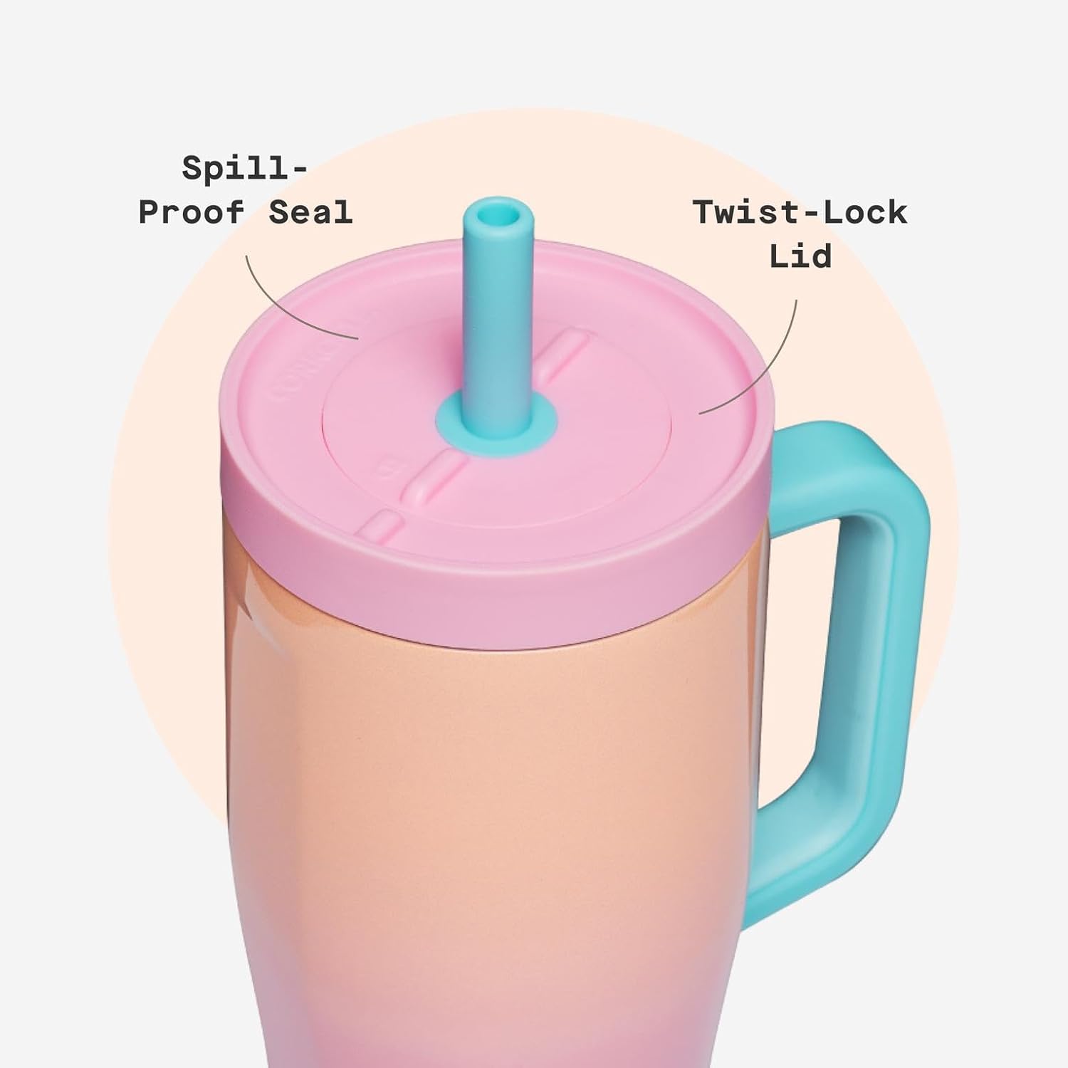 Corkcicle Cruiser Insulated Tumbler with Handle & Straw - Triple-Insulated - Leakproof Travel Mug - BPA-Free - Summer Drinkware Gift - Keeps Drinks Ice Cold - 22 oz - Lover - Image 5