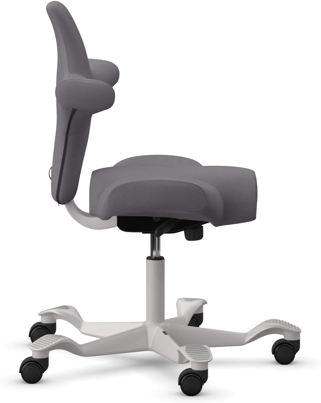 HAG Capisco Standard Chair-Silver Frame-Upholstered Ash Gray Leather