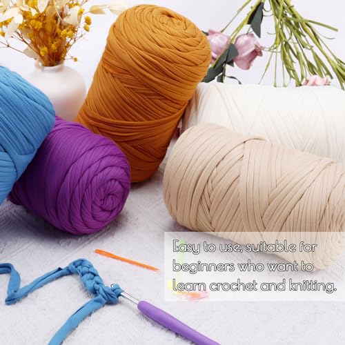 Uiopa Light Blue T-Shirt Yarn, 400g/120m Elastic Fabric Crochet Cloth T Shirt Yarn - Image 3