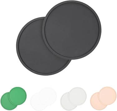 Waggo Habit Silicone Dog Placemat Set of 2 Modern Heavyweight Silicone Dog Food Mats, Dishwasher Safe, Non-Slip, Solid Color Black Small, 6"