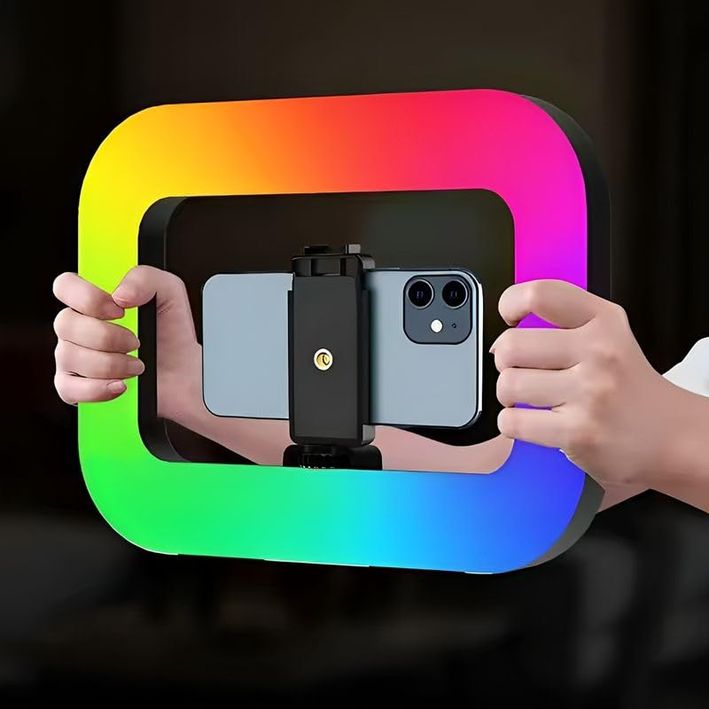 Image of GIFTMAX YM200 Rechargeable Handheld RGB Camera Ring Light & Stabilizer Kit - 20W LED Fill Light (2500K-8500K) for Live Streaming, Video Recording & Selfies
