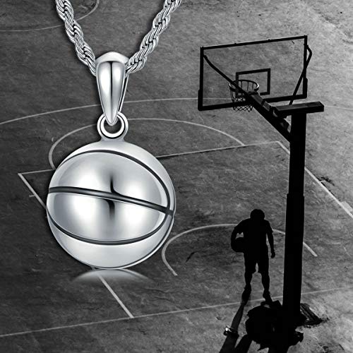Cekama 925 Sterling Silver Basketball Necklace For Men & Boys Exquisite Sport Pendant Necklace Jewelry Gift For Christmas Birthday School #TOP1