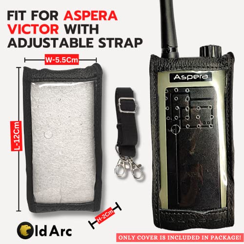 Image of OldArc Leather Soft Cover for Aspera Victor walkie Talkie, wear-Resistant, Protective case Cover for Aspera Two Way Radio, Carrying Holder with Adjustable Shoulder Strap, walkie Talkie Accessories