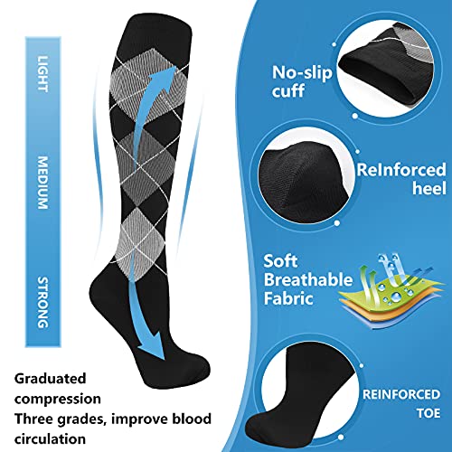 Image of bropite Compression Socks for Women &Men Circulation-Support Knee High Socks 20-30 mmhg-Best for Running,Medical,Nurse,Travel
