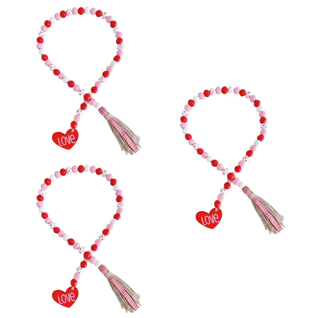 Abaodam 3stücke Holzperlen-Girlande Mit Quasten Dekoration Für Valentinstag Hochzeiten Feiern Elegante Holzperlenkette Für Romantische Anlässe Lang Handgefertigt Vielseitig Einsetzbar
