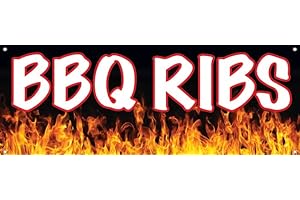 High Impact 4 Less Co 18x48 Inch BBQ RIBS Vinyl Banner Sign kb BBQ Banner
