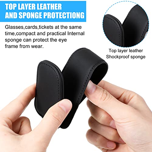 6 Pcs Sunglass Holder For Car Visor Magnetic Visor Sunglass Holder Eyeglass Hanger Clip Pu Leather Sunglass Visor Clip Car Visor Accessories Eyeglasses Mount Ticket Card Clip For Men (Vintage Black) #TOP2