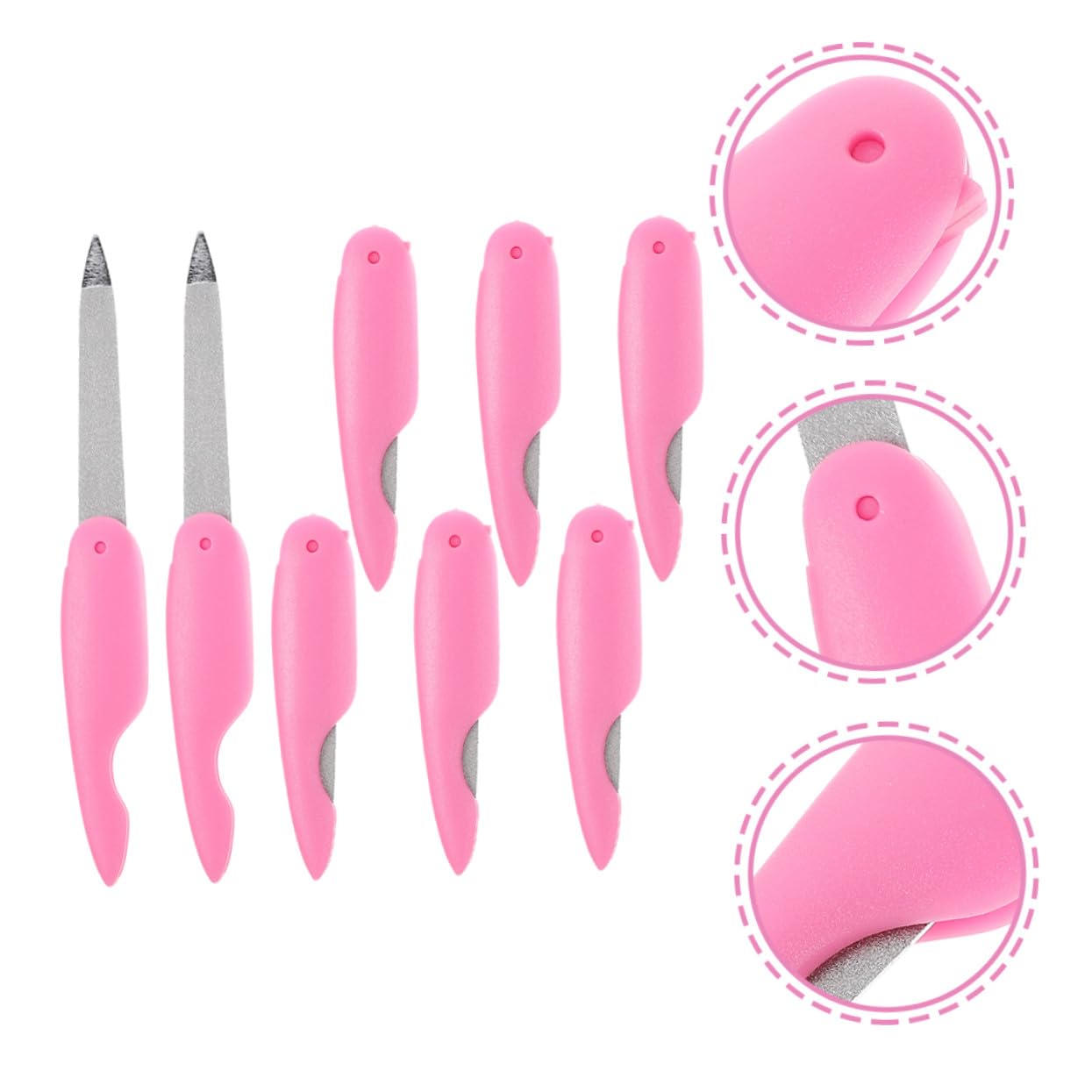 GALPADA Set 8 Pezzi Lime per Unghie Portatili in Metallo e Abs Doppia Faccia per Levigare e Modellare, Design Elegante per Manicure a Casa o Nail Salon