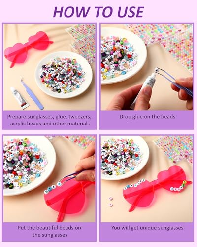 50 Set DIY Sunglasses Kit Popular Singer Party Favors Friendship Heart Sunglasses Crafts for Girls Women4