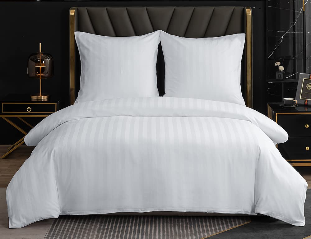Set di 2 biancheria da letto da hotel, 100% cotone egiziano a coste lunghe in cotone makò satinato, 1 copripiumino 135x200 cm e 1 federa 80x80 cm, morbido e setoso, per l'estate
