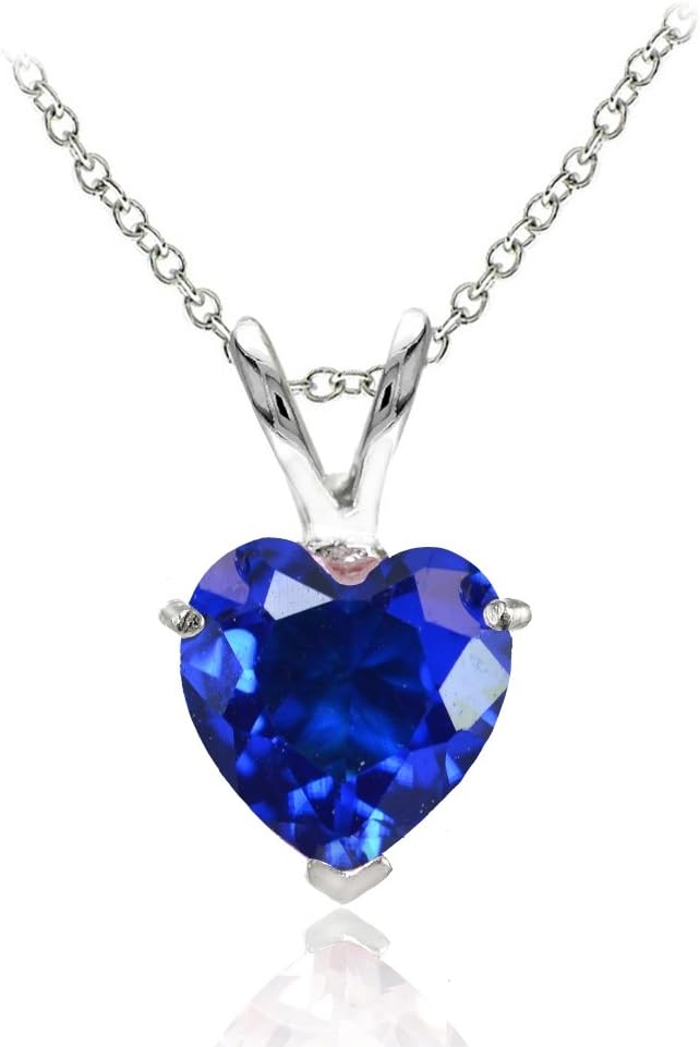 Ice Gems Sterling Silver Simulated Gemstone 7mm Heart Pendant Necklace