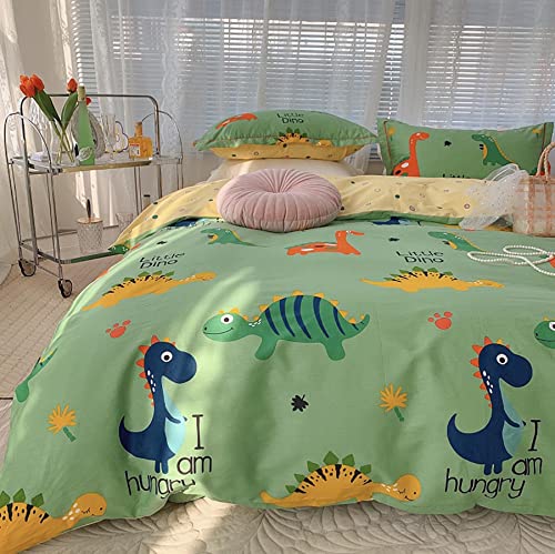 GETIYA Kinder Bettwäsche 100x135 Baumwolle Dino Bettwäsche Grün Mädchen Jungen Bettwäsche Dinosaurier Bunt Dino Bettbezug Grün Gelb Wendebettwäsche Babybettwäsche mit Kissenbezug 40x60 - Image 4