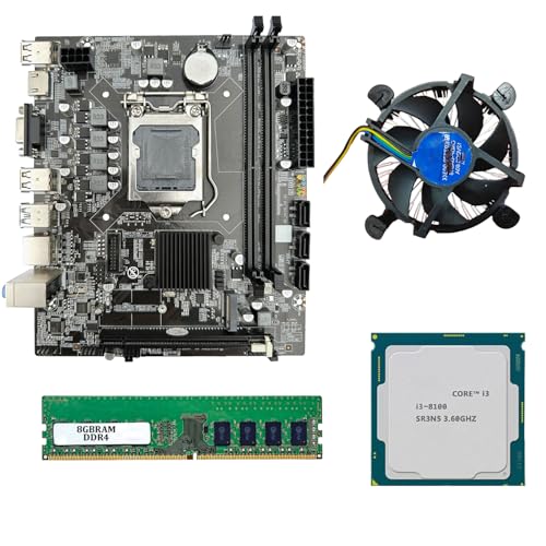 Image of H310 Motherboard Combo with i3 8th Gen Processor, 8GB DDR4 RAM & Cooling Fan, LGA 1151 Desktop PC Upgrade Kit for Home, Office, Business Use