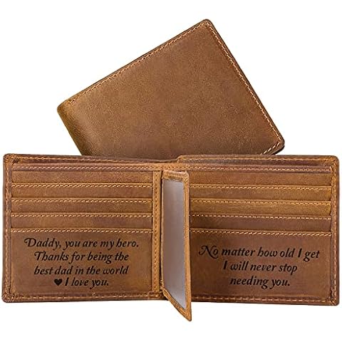 kullder Mens Wallet Engraved Dad Leather Wallets Personalized Mens Gifts for Dad from Daughter Custom Wallet for Fathers Day Christmas Birthday Gift Best Dad Ever Gift Cover