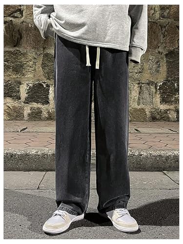 GORGLITTER Men's Baggy Jeans Y2K Wide Leg Skater Denim Pants Loose Fit Long Trousers Streetwear2