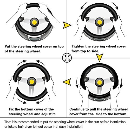 Alemodr Brown Leather Steering Wheel Cover Universal 15 Inch #TOP4