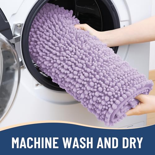 Image of Arotive Luxury Bathroom Ruuner Rugs 47x24, Extra Soft Thick Absorbent Shaggy Chenille Bath Rugs, Machine Wash Dry, Bath Mats for Bathroom Floor, Tub and Shower, Home Decor Accessories, Light Purple