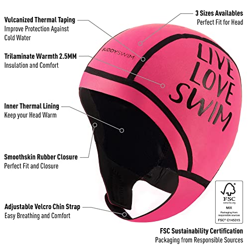 BUDDYSWIM Neoprene Swimming Cap 2.5 mm Swimming in Open Water. Swim Cap Neoprene Insulation Cold, Easy Closure, Diving - Image 2