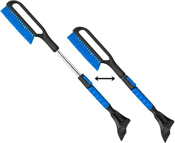 34.5" Snow Brush & Ice Scrapers for Car Windshield with Foam Grip for Cars Extendable, SUV, Trucks - Detachable ar Scraper - No Scratch - Heavy Duty Handle, Snow Broom, Remover, Easy Scraper, Blue