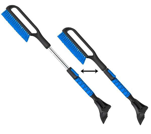 34.5" Snow Brush & Ice Scrapers for Car Windshield with Foam Grip for Cars Extendable, SUV, Trucks - Detachable Сar Scraper - No Scratch - Heavy Duty Handle, Snow Broom, Remover, Easy Scraper, Blue