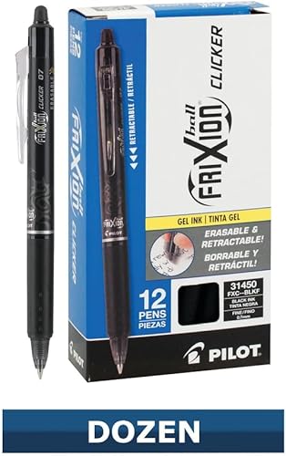 Miniatura 4 de Pilot FriXion Ball Clicker - Bolígrafo retráctil de gel borrable, punta fina, 0.028 in, tinta negra, 12 unidades