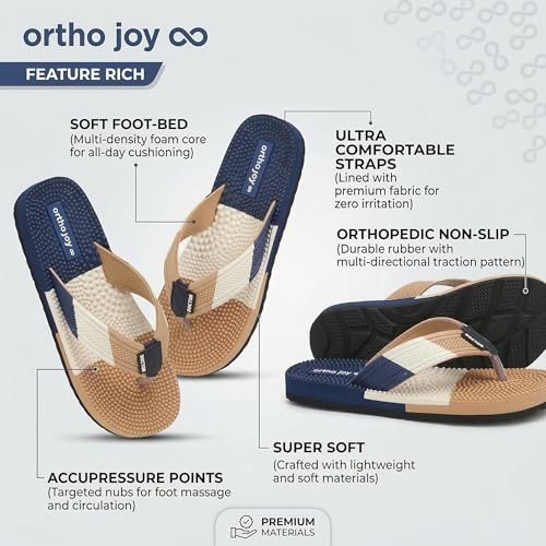 Image of Men's Orthopedic Doctor Slippers with Acupressure Sole | Extra Soft Ortho Chappal for Men | Daily Use Home & Casual Footwear | Soft Cushion Foam Slipper for Man - Lightweight, Anti-Skid Rubber