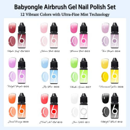 Kit de esmaltes en gel Airbrush con 12 colores miniatura 2